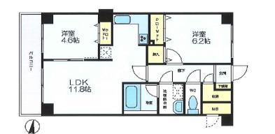 ソレイユ(2LDK/5階)の間取り写真