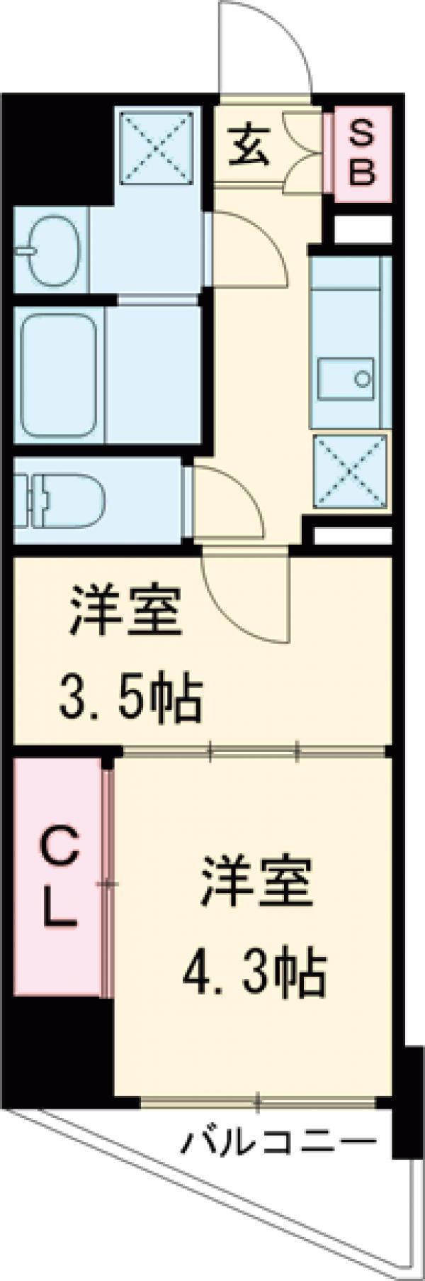 ルネサンスコート町屋(2K/8階)の間取り写真
