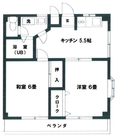 ショウエイマンション(2DK/2階)の間取り写真