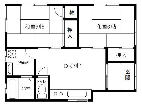 京成電鉄千原線 千葉寺駅 徒歩13分 2階建 築36年(2DK)の間取り写真