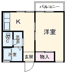 第2グランドハイツ(1K/2階)の間取り写真
