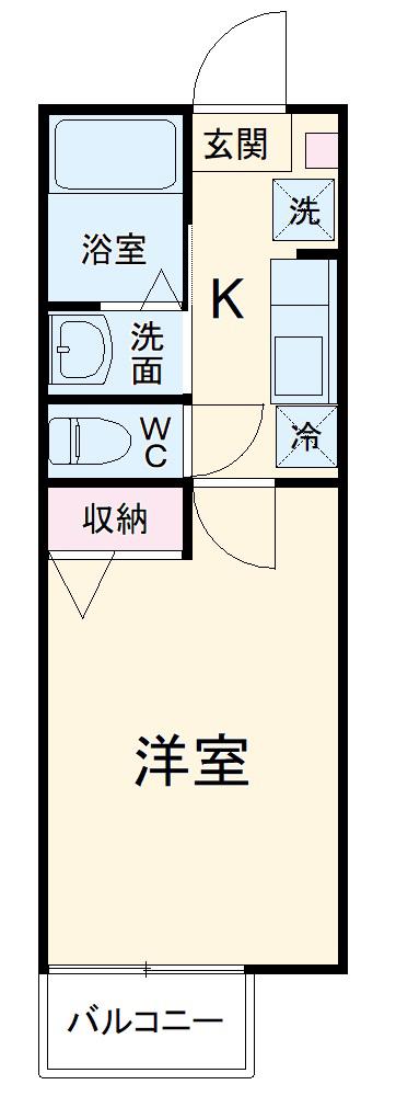 コンフォートⅡ(1K/1階)の間取り写真