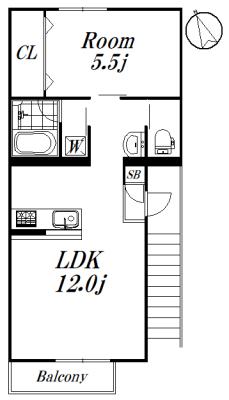 ハウスロジェ(1LDK/2階)の間取り写真