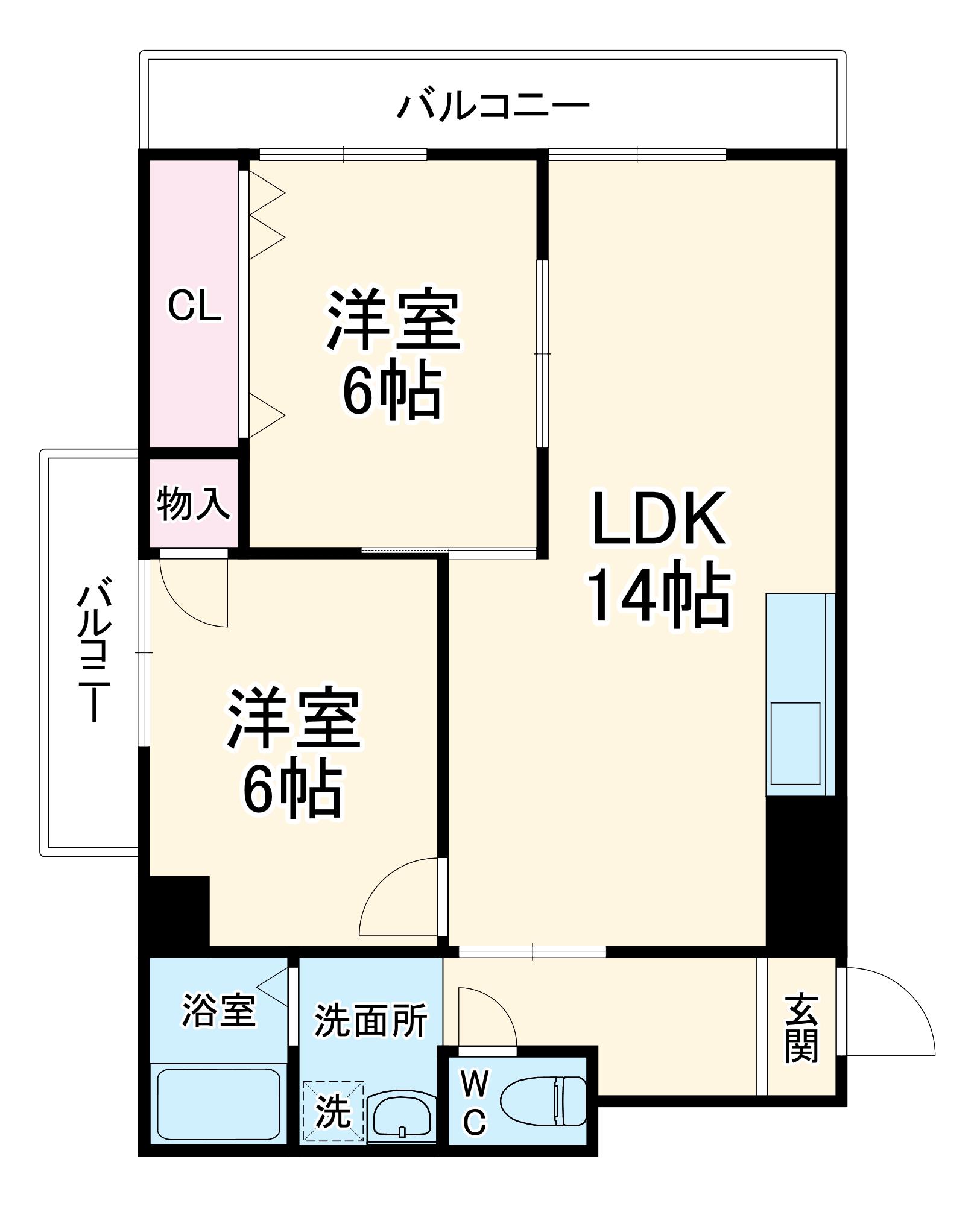 神野マンション2(2LDK/3階)の間取り写真