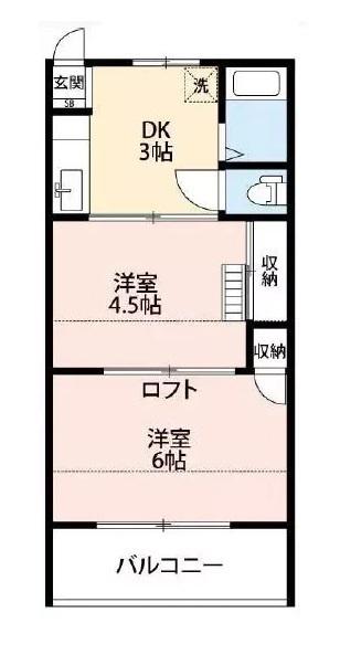BCASA東松山ⅢRE-BORN(2DK/1階)の間取り写真