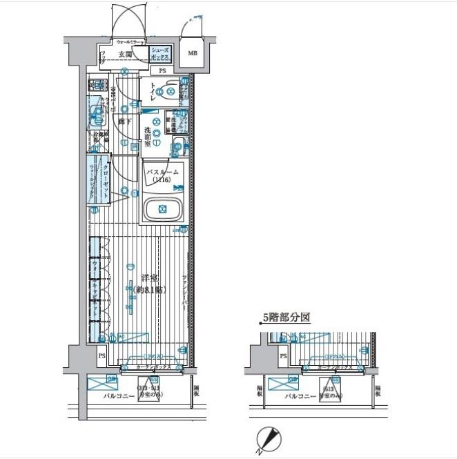 ブライズ中野南台(1K/4階)の間取り写真
