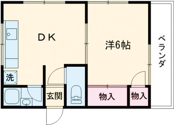 河野ハイツ(1DK/2階)の間取り写真