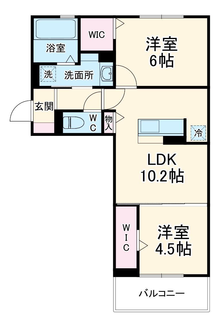 ピュア大里Ⅰ(2LDK/1階)の間取り写真