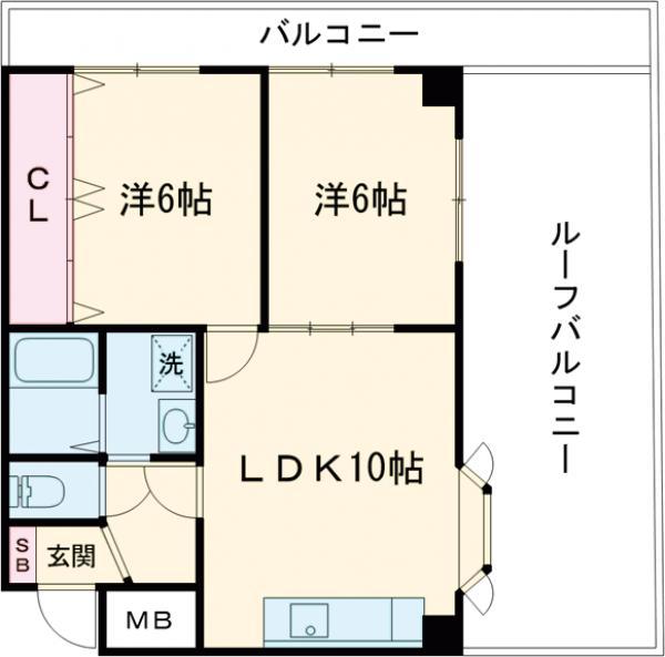 シルクアベニューⅠ(2DK/2階)の間取り写真
