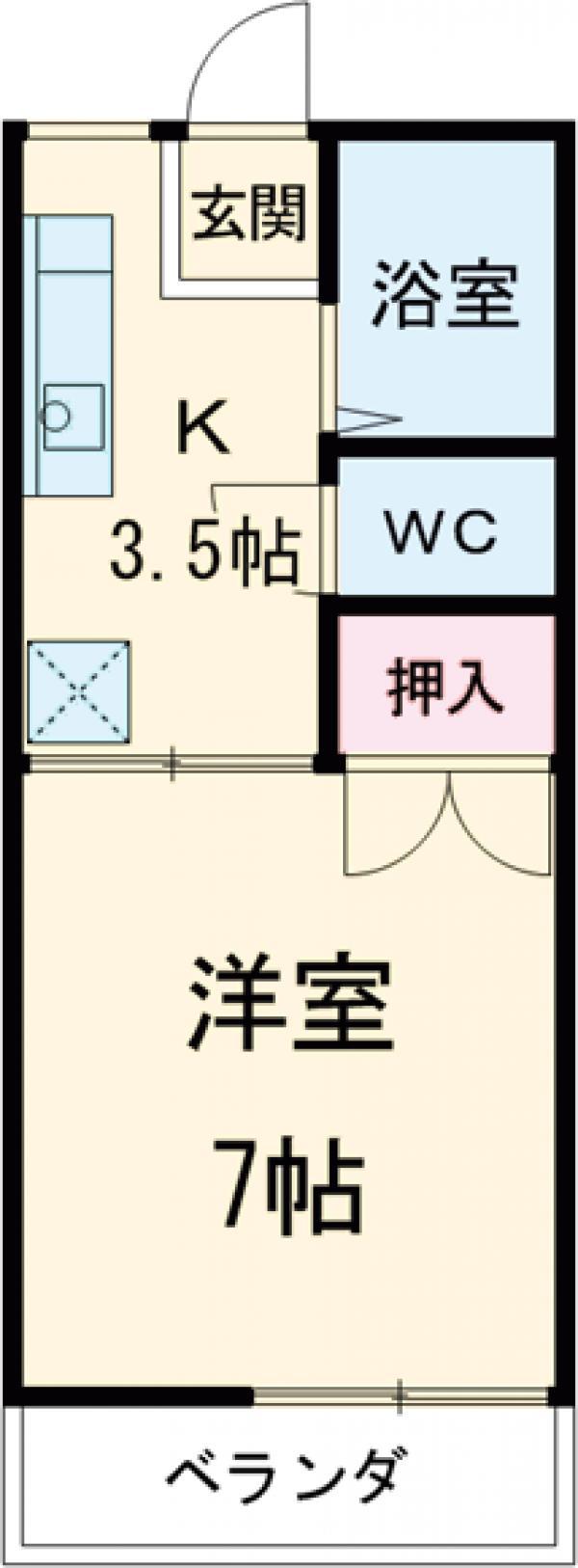 サンコーポ山田 B棟(1K/2階)の間取り写真