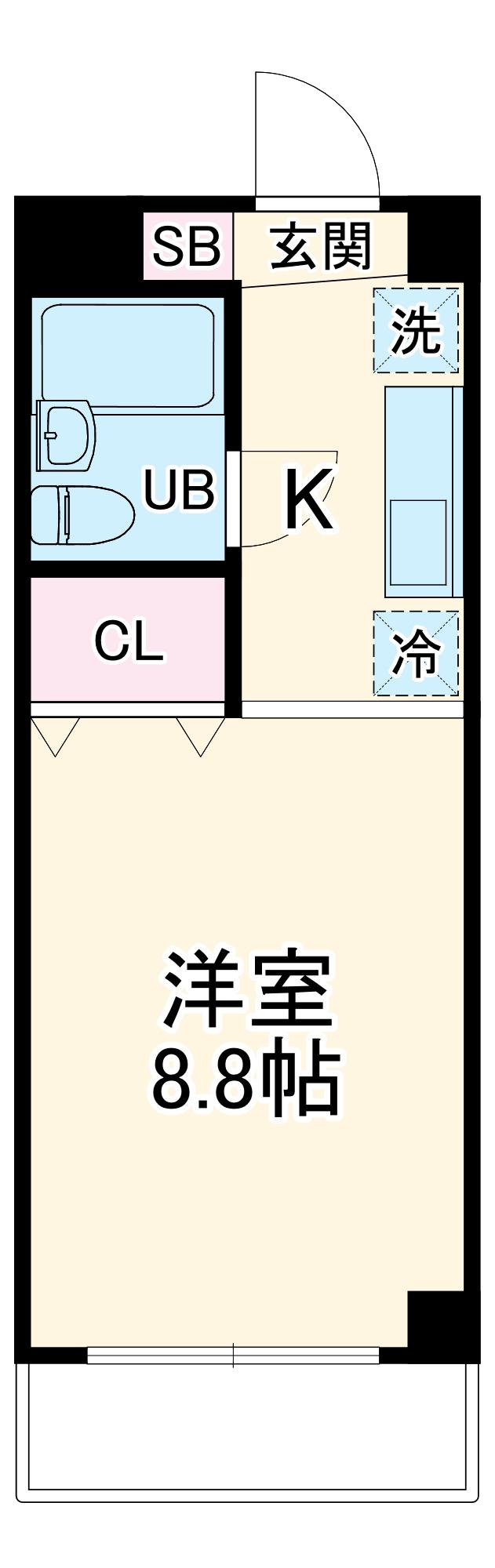 クラージュ等々力(ワンルーム/2階)の間取り写真