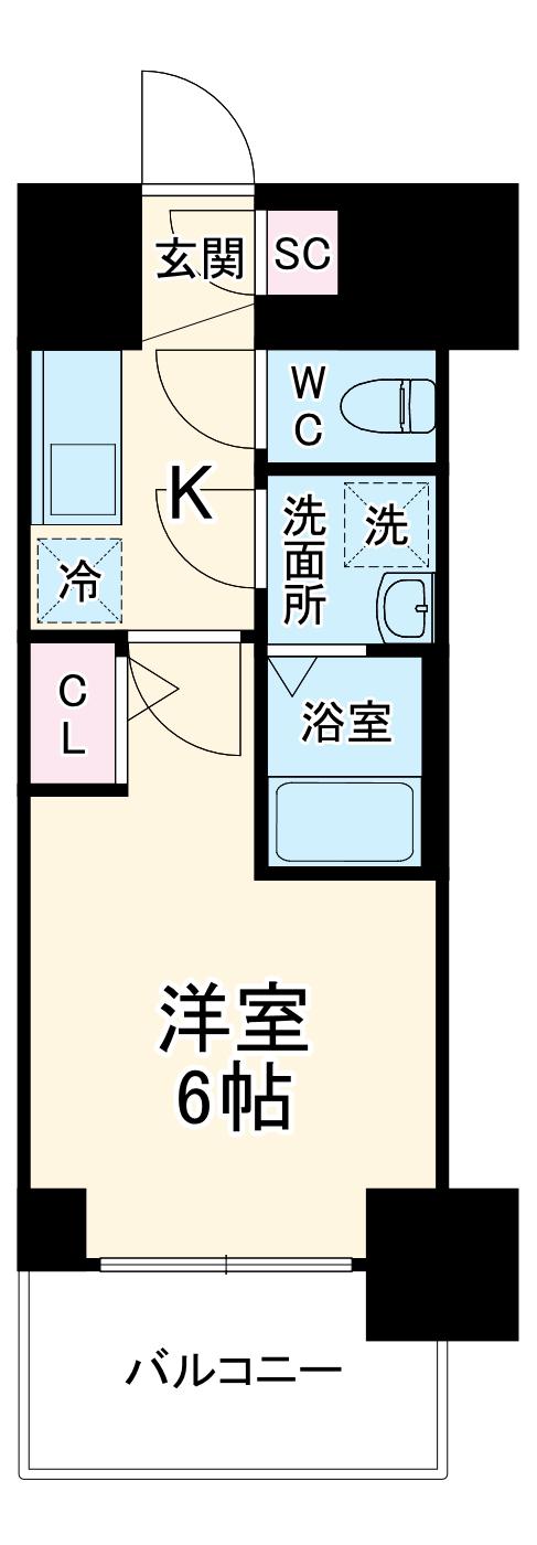 エスリード大阪リエート(1K/6階)の間取り写真