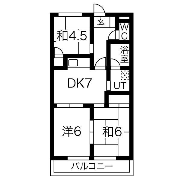 第34オーシャンプラザ(3DK/2階)の間取り写真