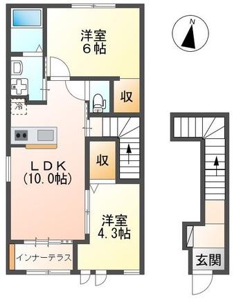 ラグーザⅠ(2LDK/2階)の間取り写真