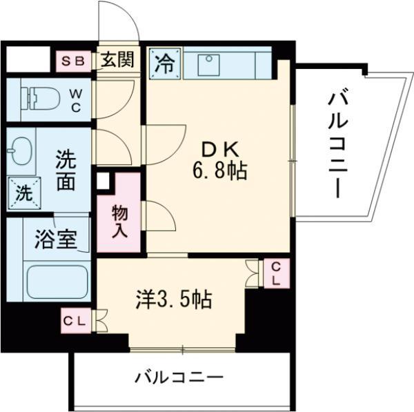 プレディアコート西日暮里(1DK/11階)の間取り写真
