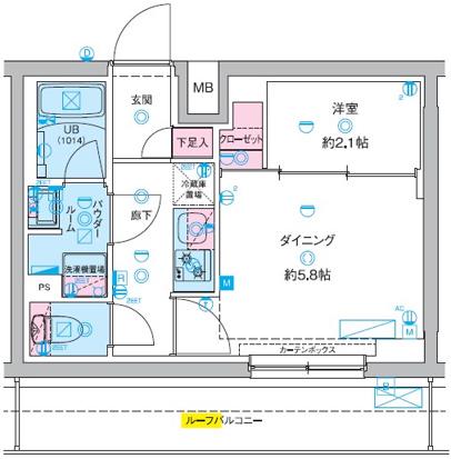 GENOVIA竹ノ塚(1DK/5階)の間取り写真