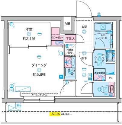 GENOVIA竹ノ塚(1DK/5階)の間取り写真