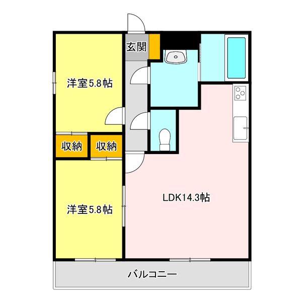 コートリジェール(2LDK/3階)の間取り写真