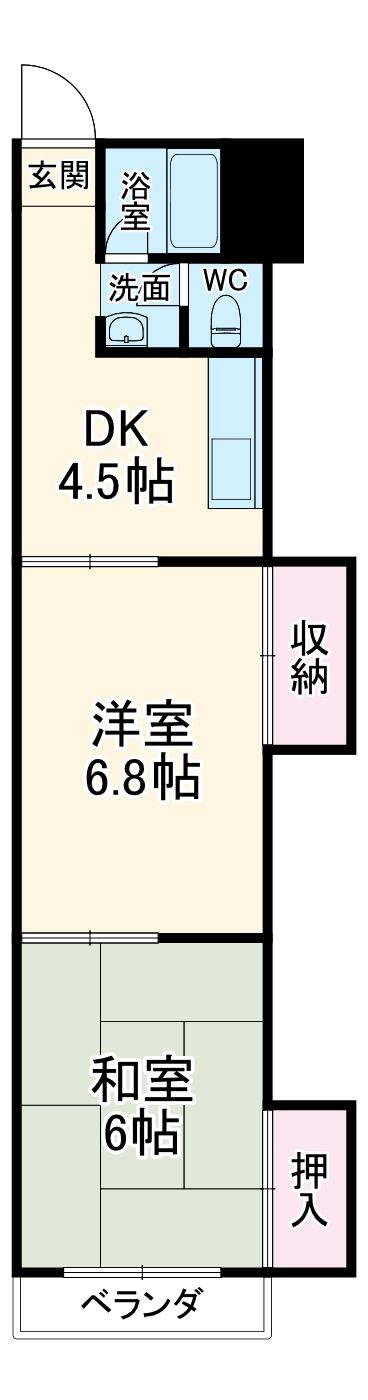 グランディールマンション(2DK/3階)の間取り写真