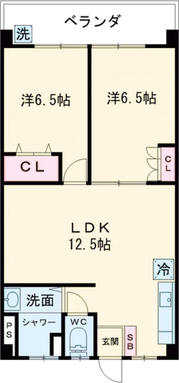 タカダ末吉共同2号棟(2LDK/6階)の間取り写真