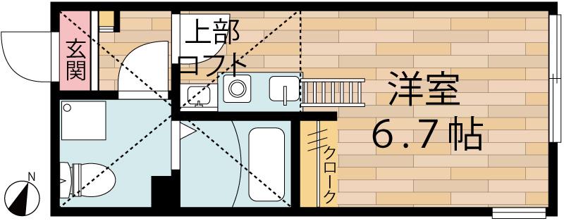 ベルビュー京町(ワンルーム/2階)の間取り写真