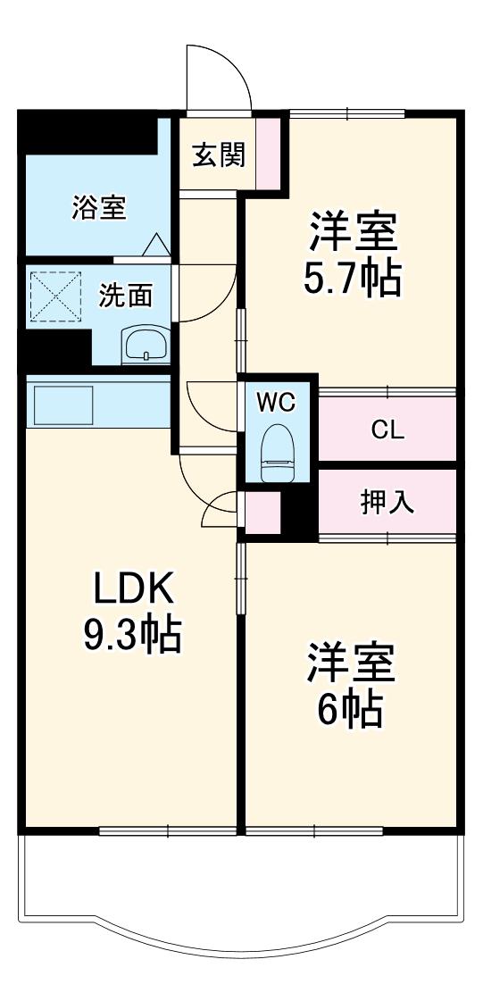 ライブパレス花水木(2LDK/1階)の間取り写真