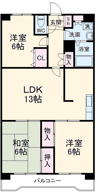 ヴェルドール(3LDK/2階)の間取り写真