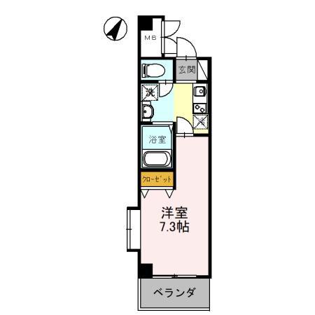 シャイン・ヒルⅡ(1K/2階)の間取り写真