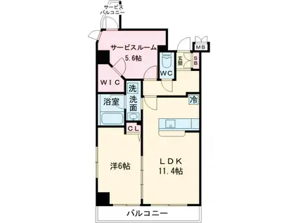 インペリアル パーク Ⅰ(1SLDK/7階)の間取り写真