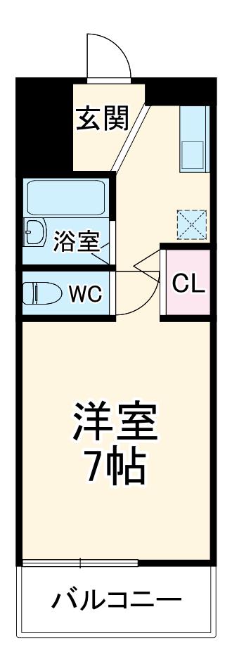 ルミエール箕面Ⅲ(1K/2階)の間取り写真