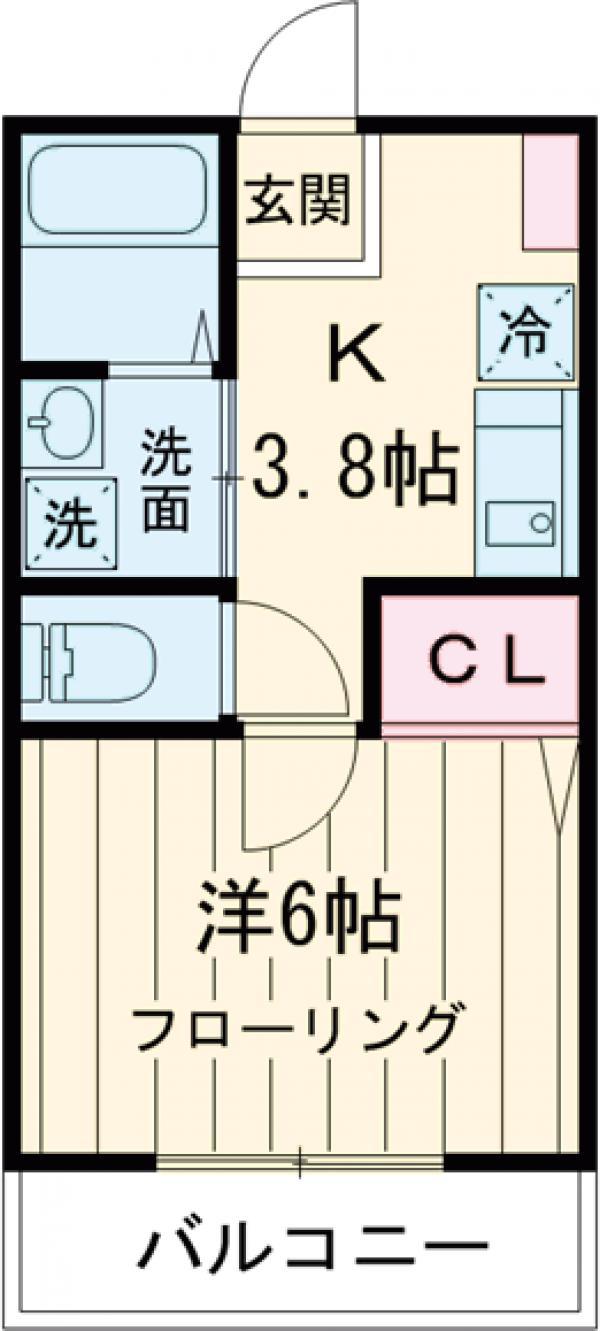 センターパーク平井Ⅱ(1K/2階)の間取り写真