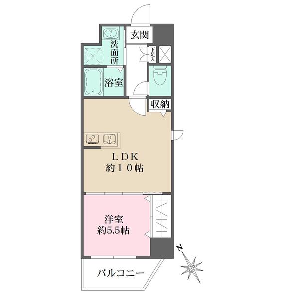 NーFLATS横浜関内Ⅱ(1LDK/9階)の間取り写真