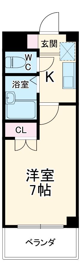 グランド月見(1K/3階)の間取り写真