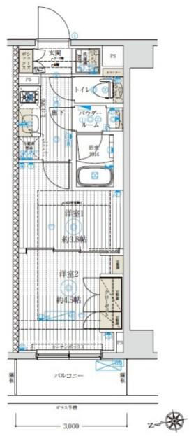 ブライズ中野哲学堂(1K/2階)の間取り写真