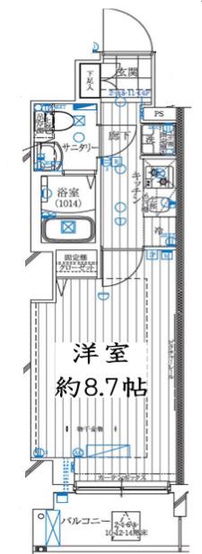 レガリス亀戸(1K/2階)の間取り写真