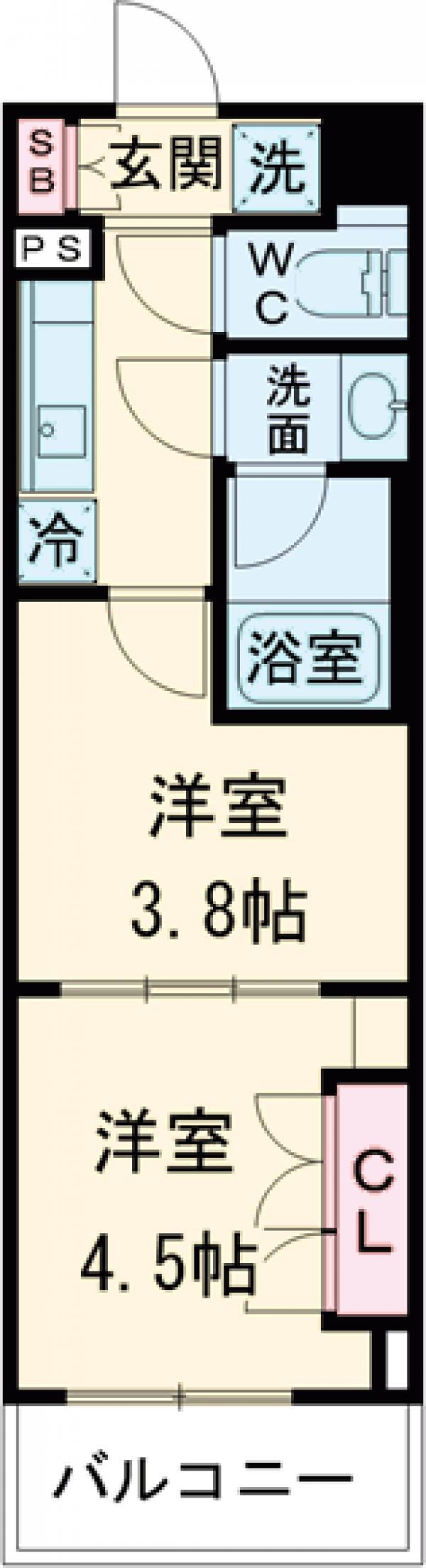 ブライズ中野哲学堂(1K/2階)の間取り写真