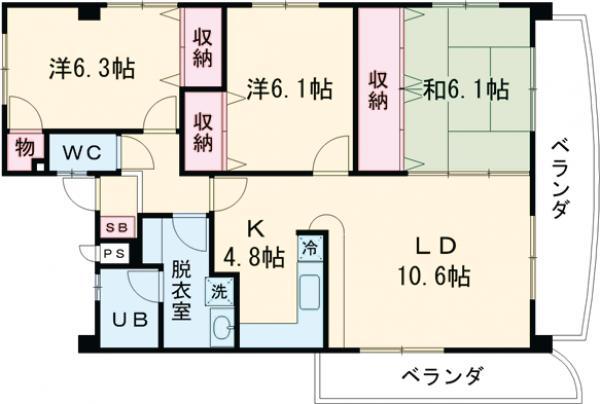 ウエストフィールド(3LDK/1階)の間取り写真