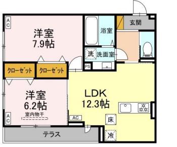 D-ROOM君塚ⅠA(2LDK/1階)の間取り写真