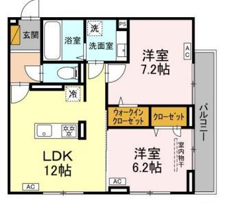 D-ROOM君塚ⅠA(2LDK/2階)の間取り写真