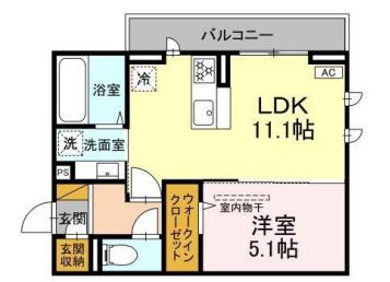 D-ROOM君塚ⅠA(1LDK/3階)の間取り写真