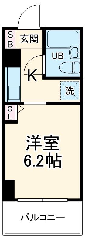 CASSIA南浦和(ワンルーム/6階)の間取り写真