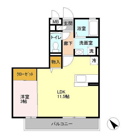 チェルシーガーデン三の丸(1LDK/2階)の間取り写真