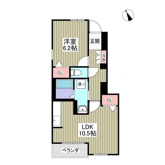 外房線 大網駅 徒歩10分 2階建 築20年(1LDK/1階)の間取り写真