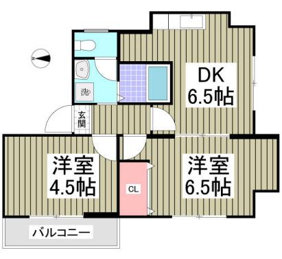 ベルメール西新井Ⅰ(2DK/2階)の間取り写真