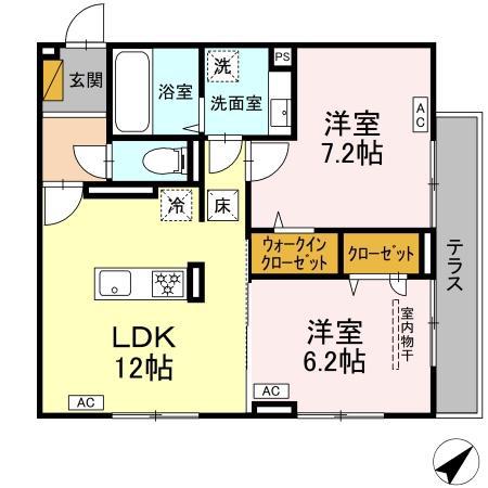 D-ROOM君塚ⅠB(2LDK/1階)の間取り写真