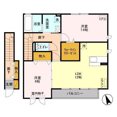 カーサビスタB(2LDK/2階)の間取り写真