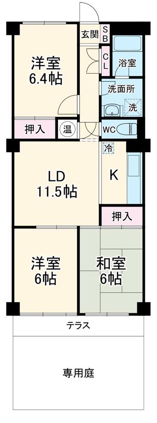 ルミネ春日部(3LDK/1階)の間取り写真