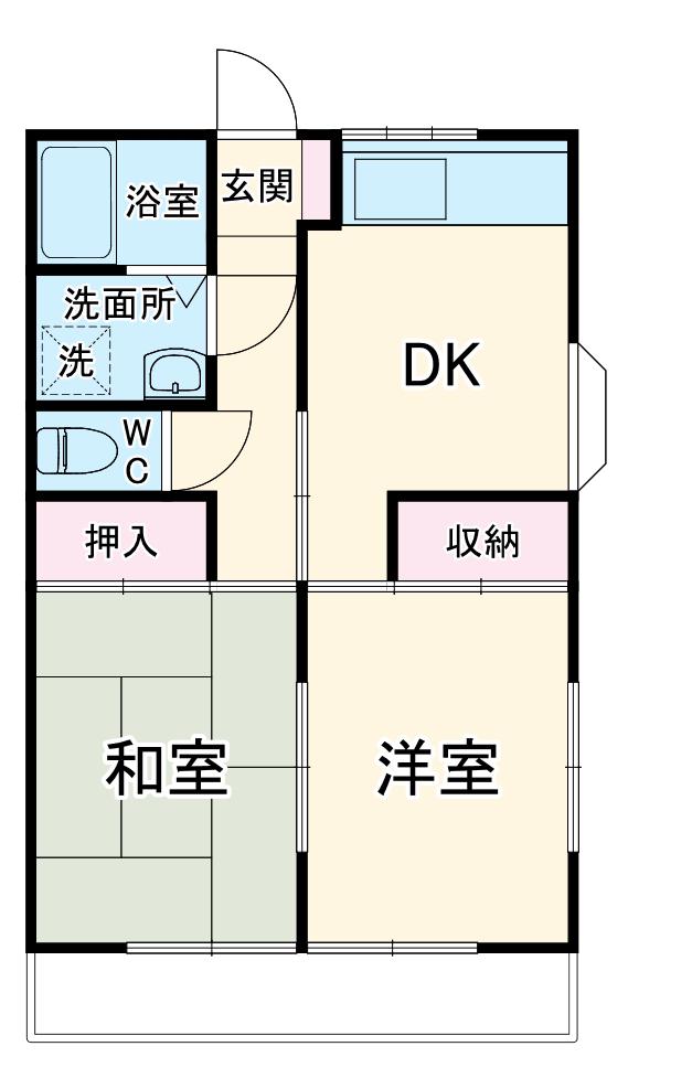 ハイツ西条(2DK/2階)の間取り写真