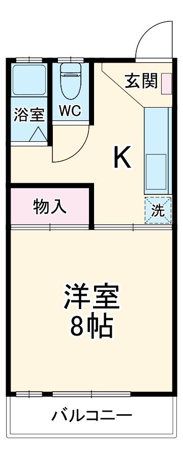 ひまわりの家(1K/1階)の間取り写真
