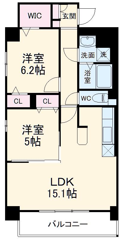 CLASS ONE K.O(2LDK/6階)の間取り写真
